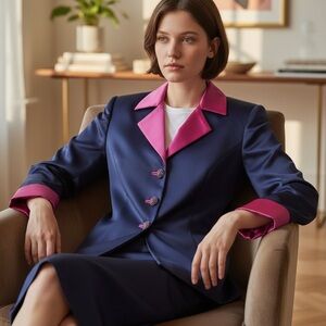 Vintage 80s Victor Costa by Nahdree Size 12 Blazer Skirt Rhinestones Suit